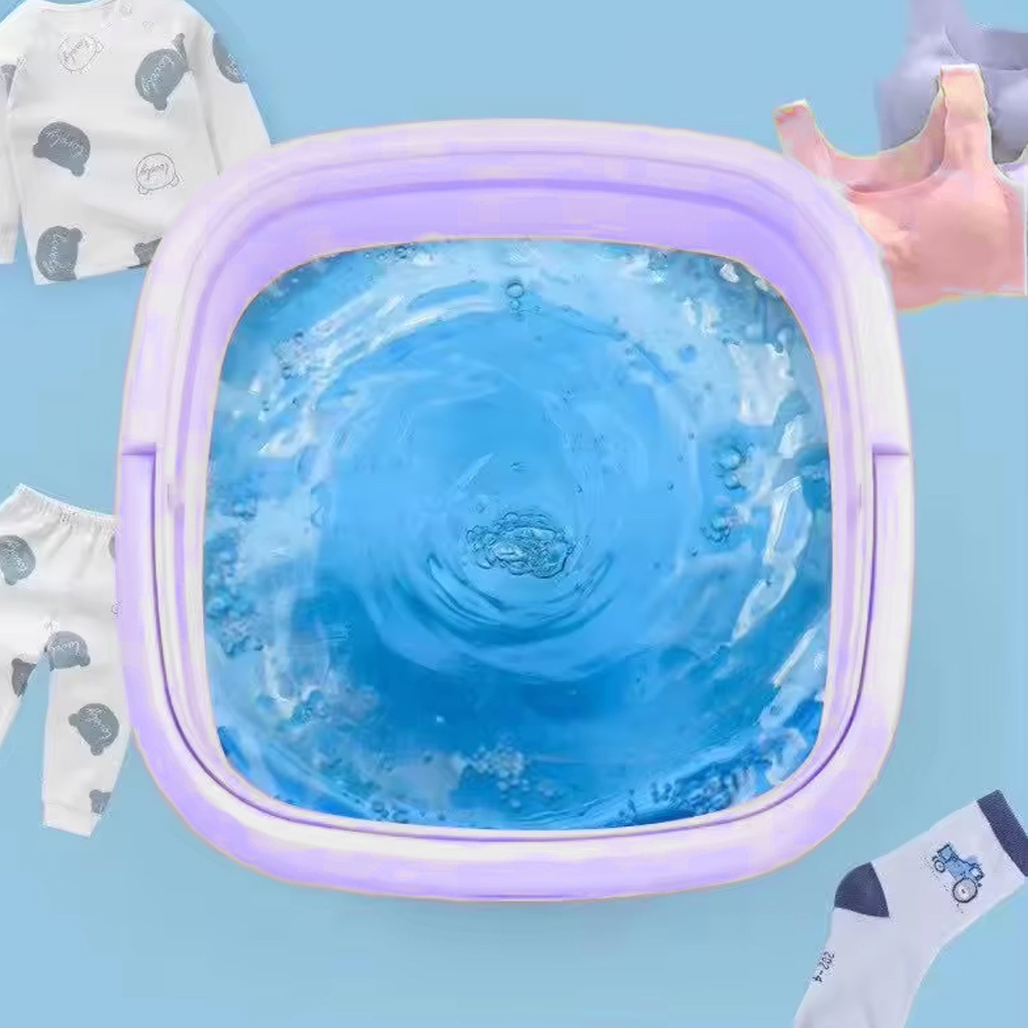 Folding Washing Machine, Mini Portable Washing Machine, Deep Cleaning, Mini Foldable Washing Machine, Suitable For Socks, Underwear, Baby Clothes & Other (1 Pc) Folding Washing Machine, Mini Portable Washing Machine, Deep Cleaning, Mini Foldable Washing Machine, Suitable For Socks, Underwear, Baby Clothes & Other (1 Pc)